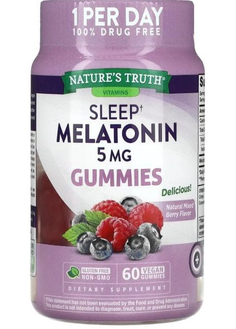 Мелатонин для сна Sleep Melatonin 5 мг 60 жув конф ягоды Nature's Truth (359473411)