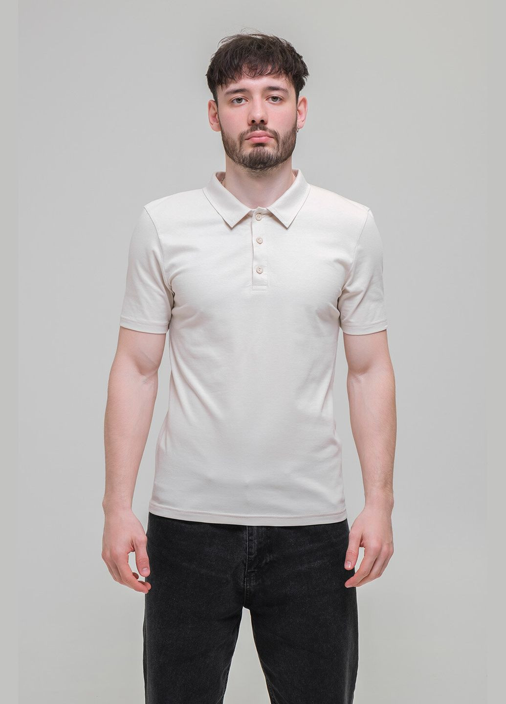 Бежевая футболка polo premium бежевая Garne