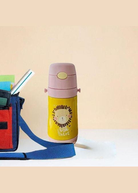 Термос поильник детский с трубочкой и ремешком Lion 350 мл Stenson (342098948)