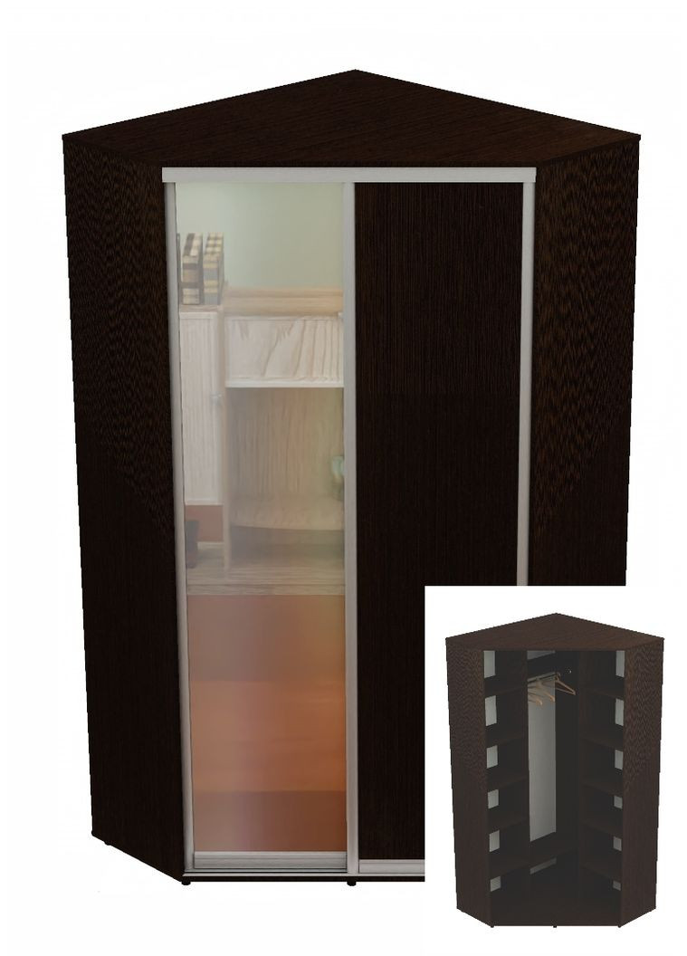 Шафа-купе дводверна 140*140*220 см Венге Магія ДСП + Дзеркало Кут-4 Алекса (360432368)