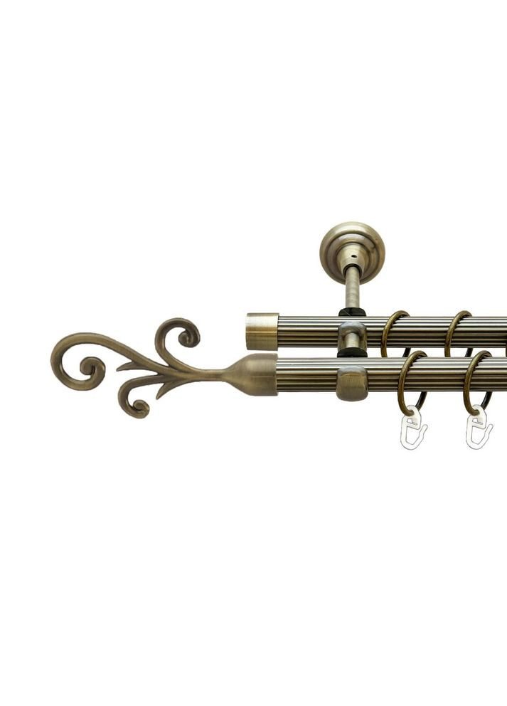 Карниз Фала металлическая двухрядная открытая рифленая труба Антик 19\19 мм 300 см (00-00022148) ORVIT (300690665)