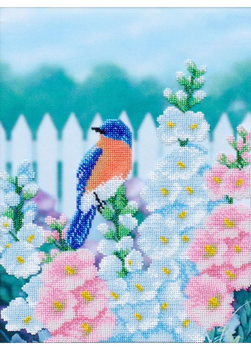 Набор для вышивки бисером " В мальвах " природа, сад, птицы, огород, частичная выкладка, 24x32.5 см No Brand (333165298)