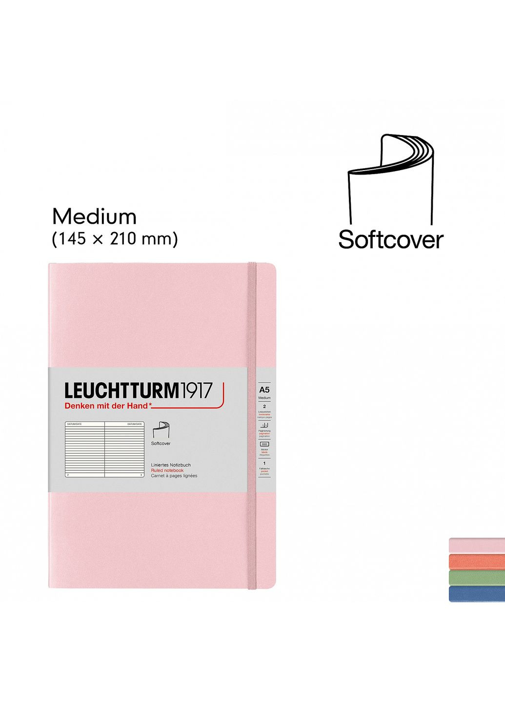 Блокнот Средний, Мягкая обложка, темно-синий, чистые листы Leuchtturm1917 (303426644)