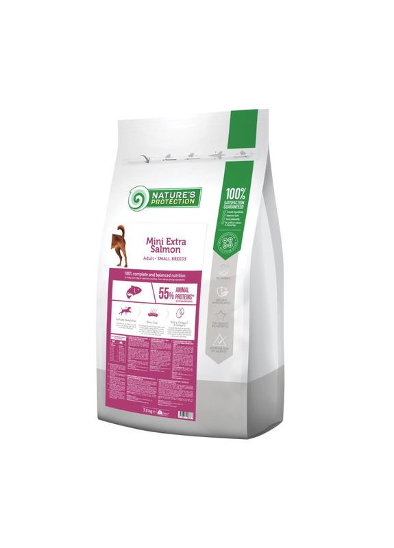 Mini Extra Salmon Adult Small Breeds – Сухой корм с лососем для взрослых собак мелких пород - 7,5 кг Nature's Protection (336182323)