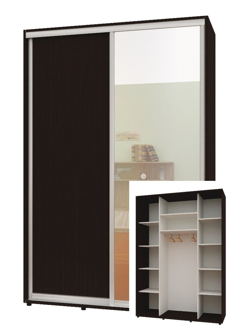 Шафа-купе дводверна 160*60*240 см Венге ДСП + Дзеркало Максі Комфорт Меблі (360471384)