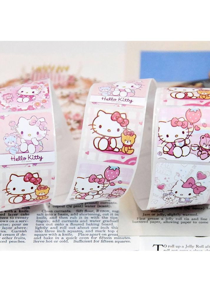 Наклейки Хэллоу Китти Hello Kitty 500 шт/рулон наклейки для декора No Brand (366890387)