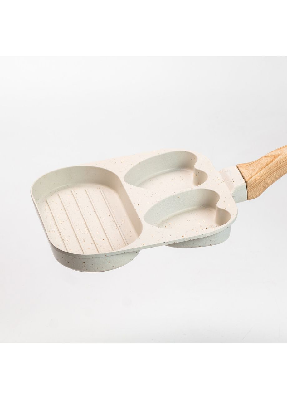 Сковорода квадратна порційна на 3 секції пательня з антипригарним покриттям для всіх плит бежева No Brand (367724332)