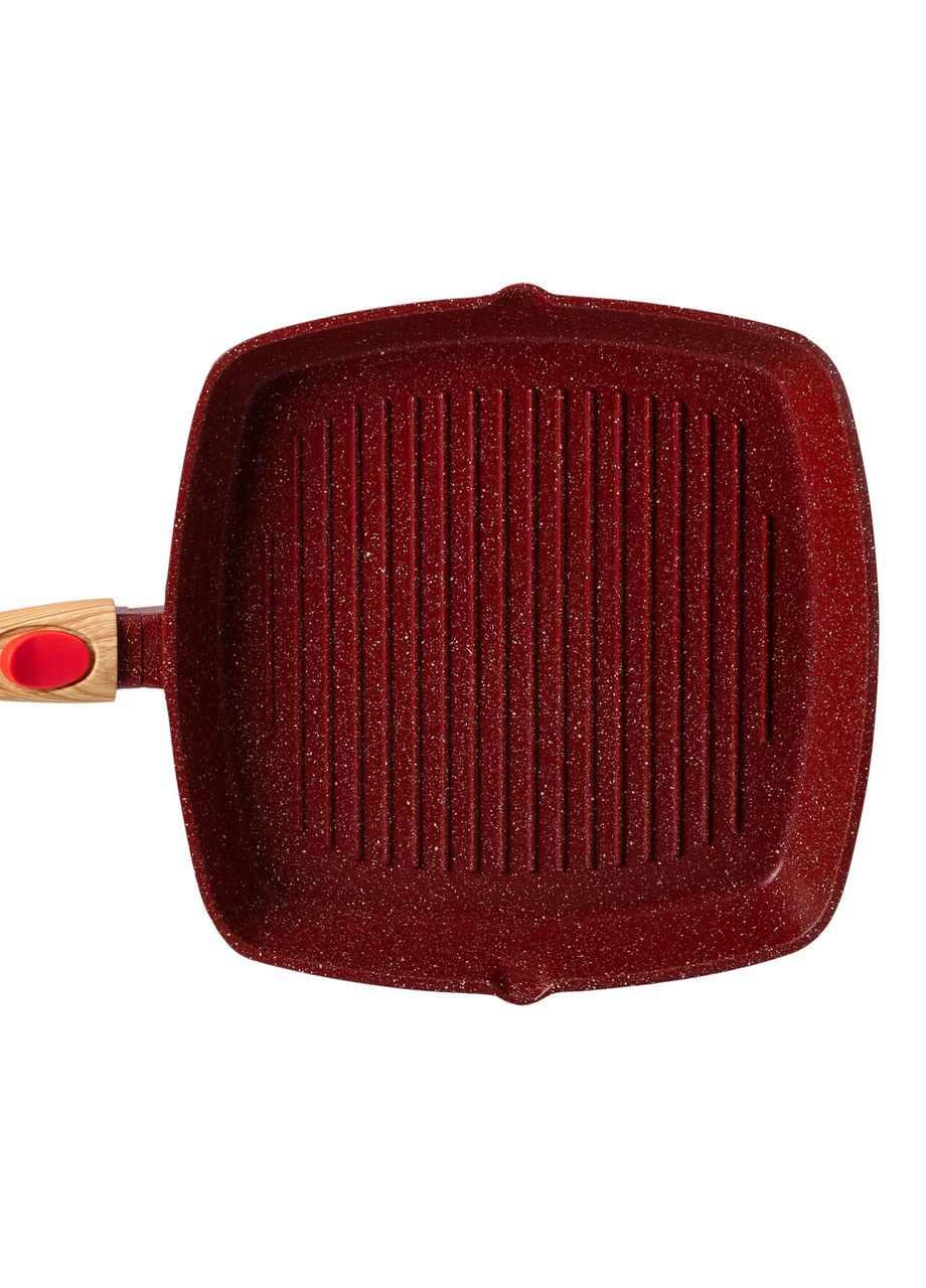 Алюминиевая сковорода-гриль 28 см со стеклянной крышкой Square Red HP-4-462R MGC (306848939)