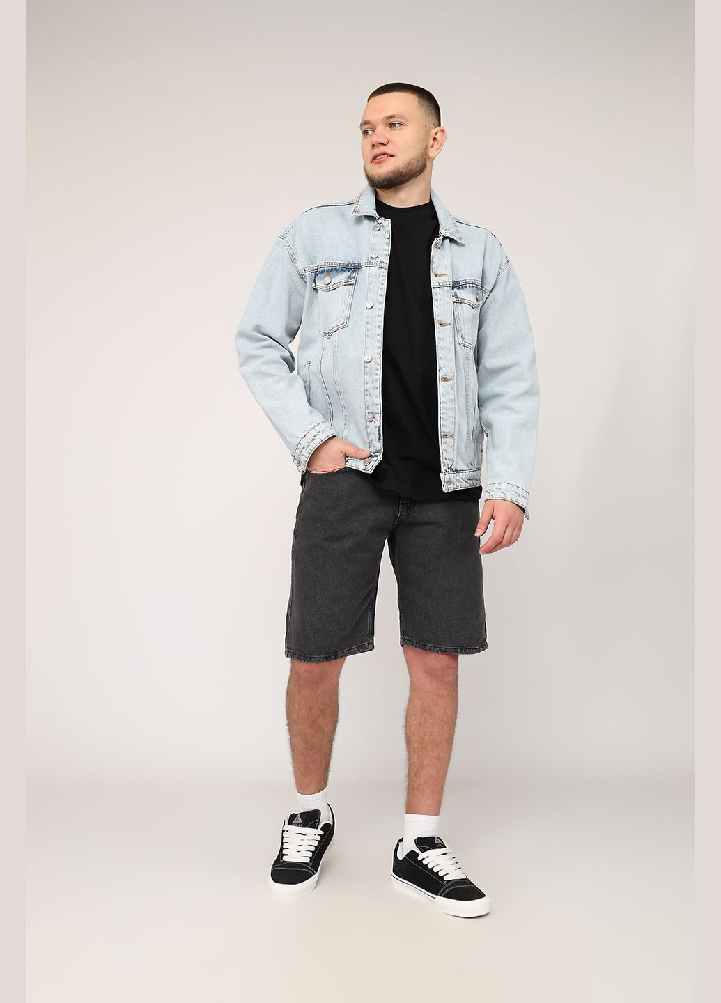 Шорты джинсовые мужские цвет темно-серый CB-00277363 INTERCODE (332767950)