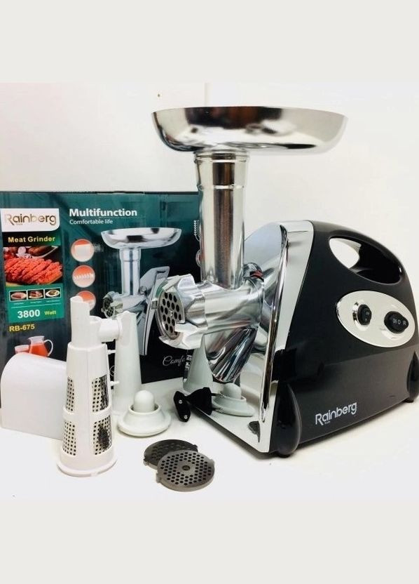 Електром'ясорубка Rb 674 3000 Вт; 3 насадки для фаршу (3 мм, 5 мм, 7 мм) Rainberg (346048509)