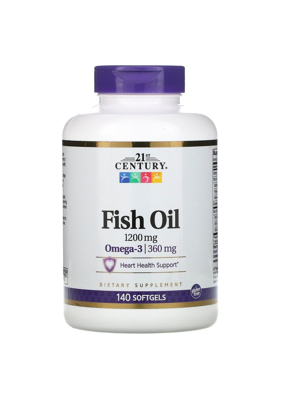 Рыбий жир 1200 мг Fish Oil для здоровья сердца 140 мягких желатиновых капсул 21st Century (293170799)