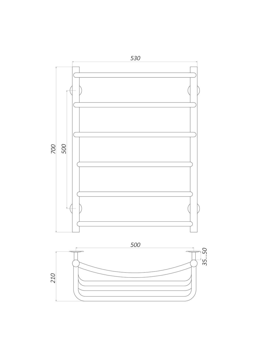 Рушникосушарка LKD ER 700500-6 Драбинка Каскад Дуга електро UNIO (299998844)