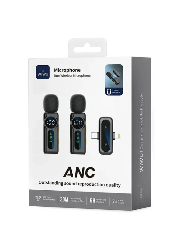 Петличный беспроводной микрофон Lightning/Type-C 15-30 м 0,115 кг No Brand WM007 Dual-mic (402117090)