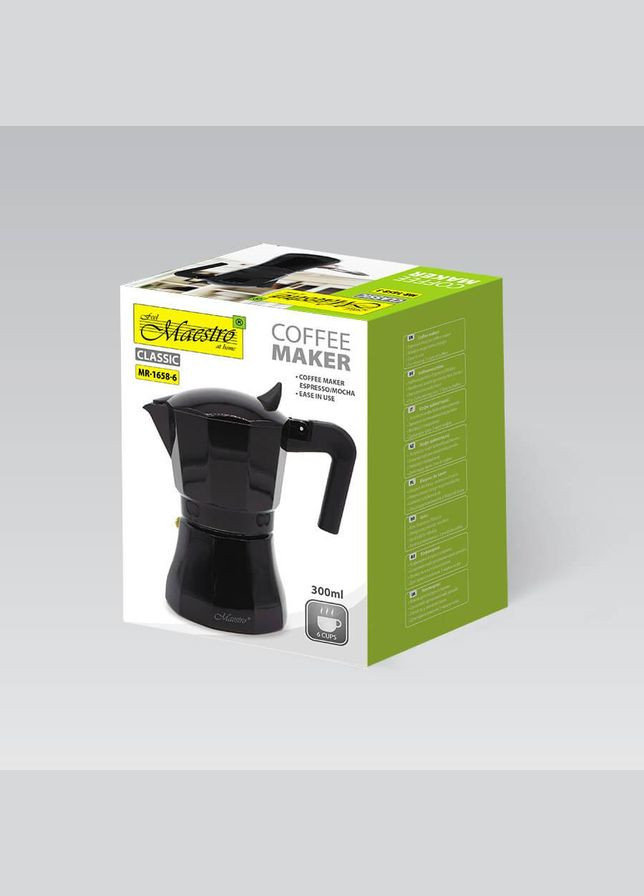 Кофеварка гейзерная алюминиевая 300 мл на 6 чашек (MR-1658-6) Maestro (334005586)