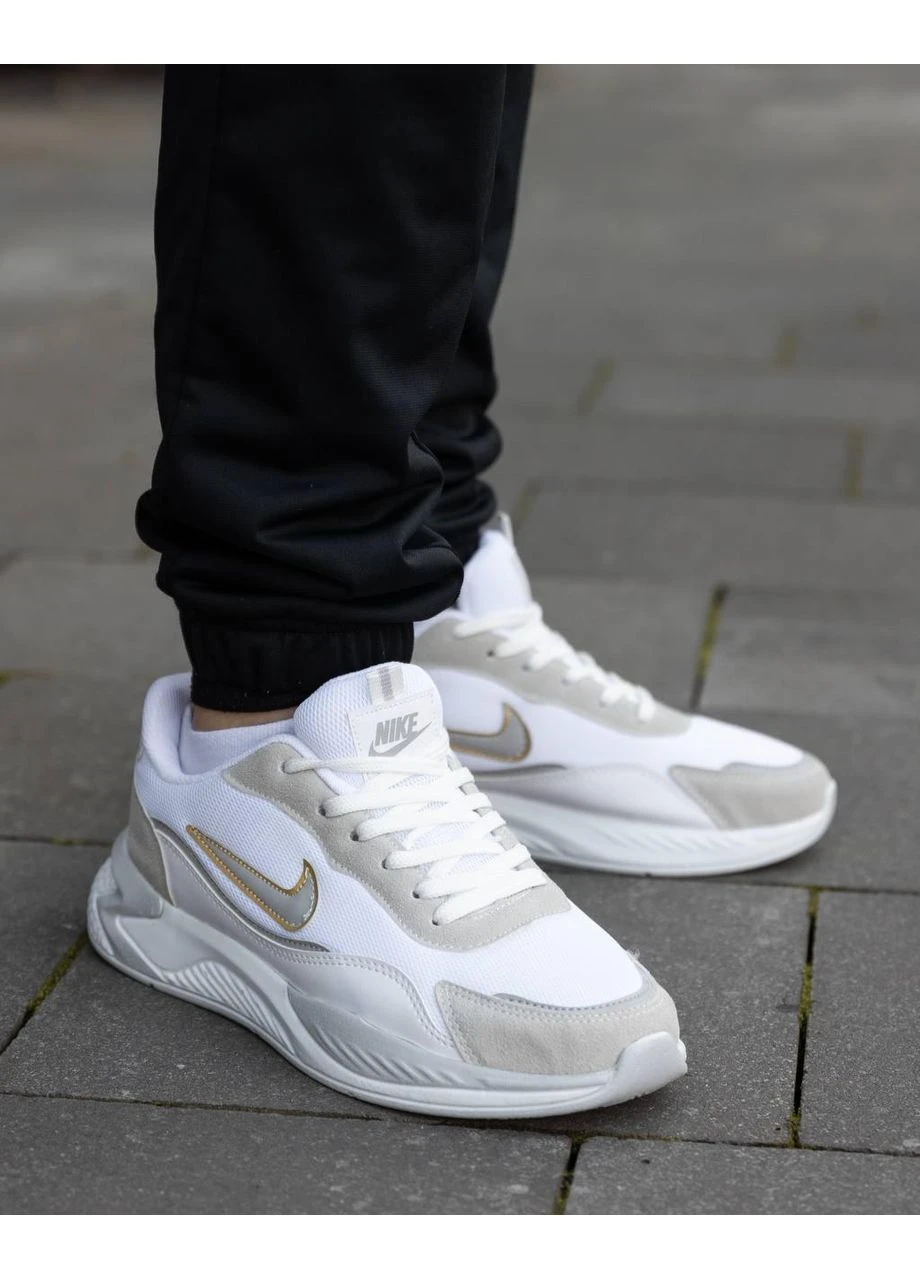 Белые летние кроссовки nike racer white silver найк рейсер No Brand