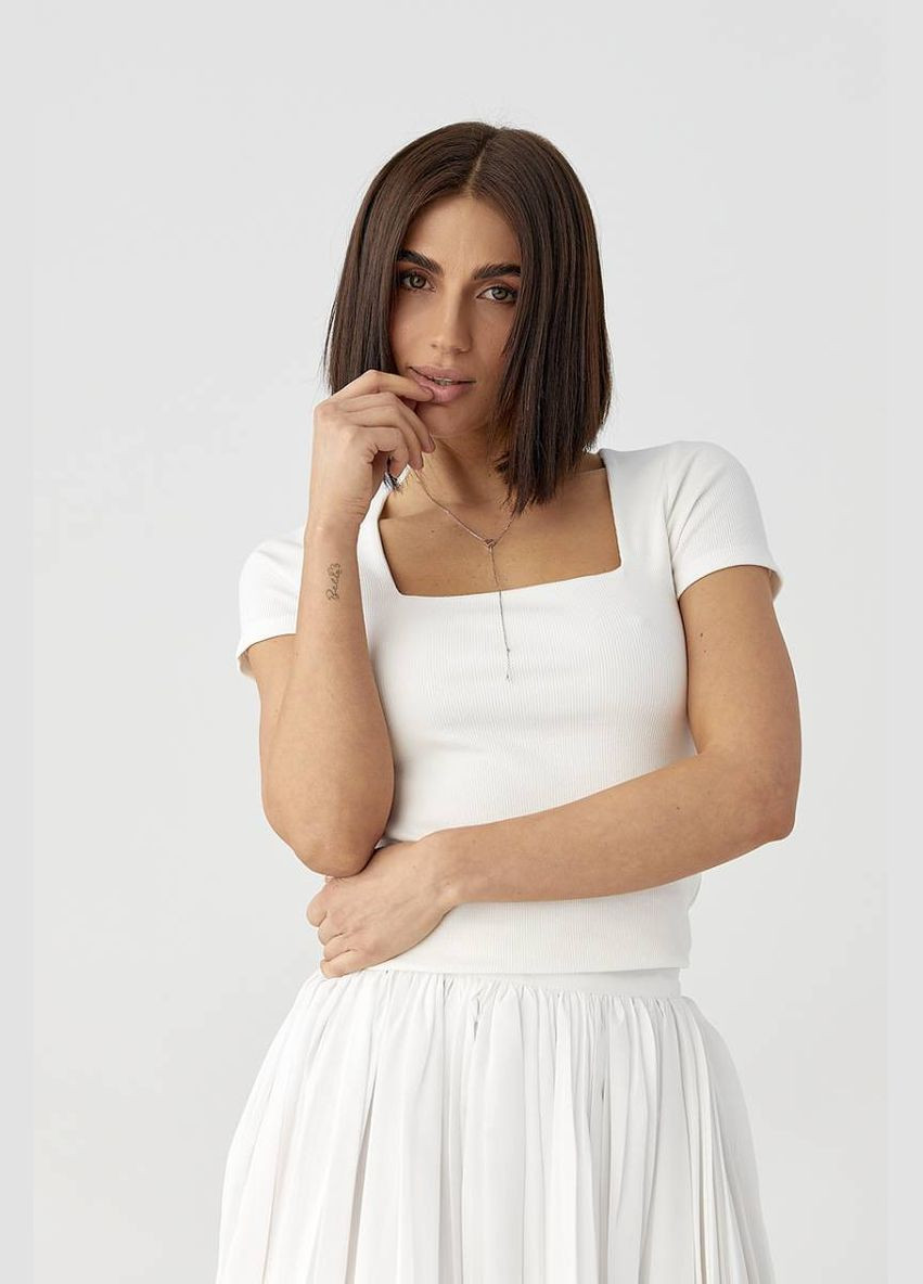 Футболка в рубчик з квадратним вирізом Lurex Футболка - (327088293)