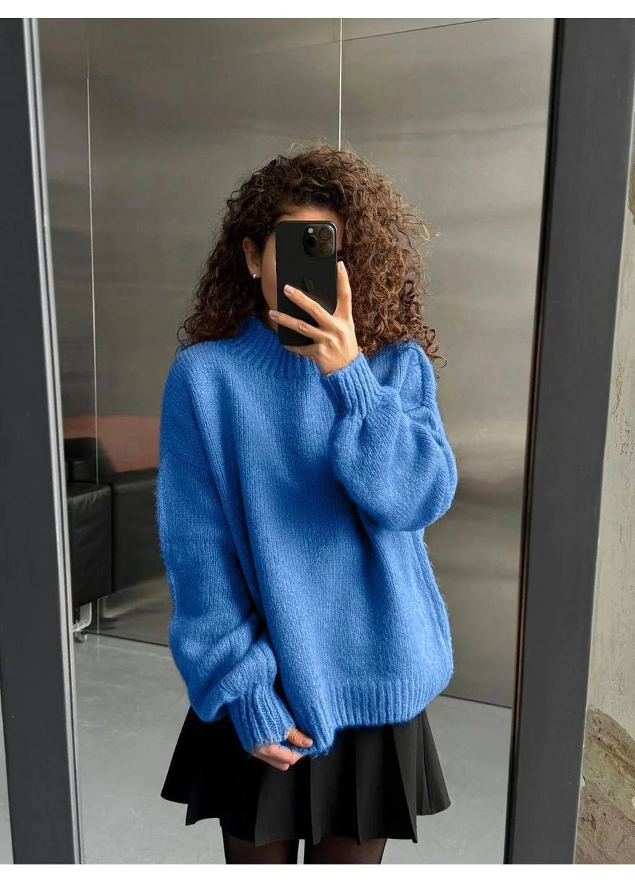 Голубой демисезонный свитер женский оверсайз Style Point