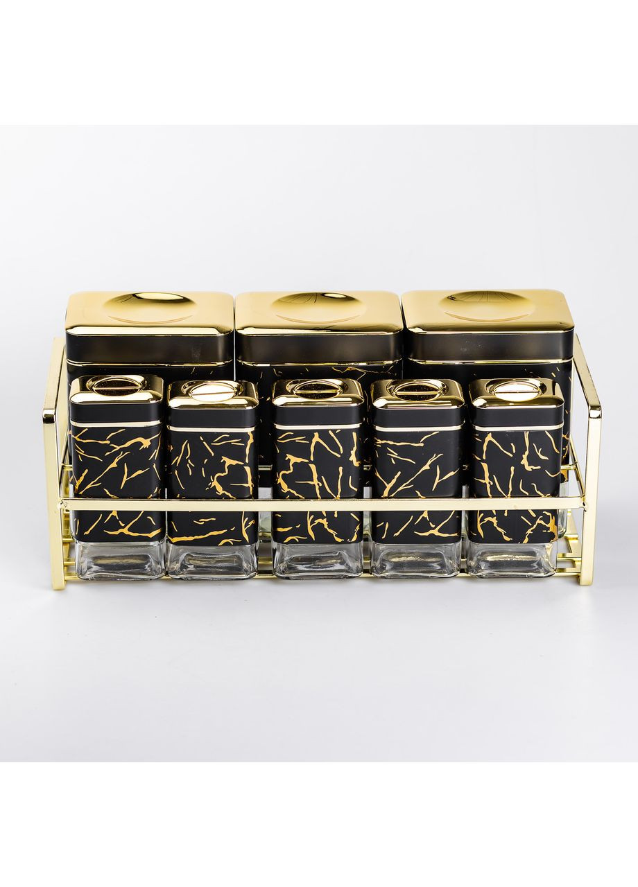 Набор для специй на подставке с крышками 8 штук Черный Yiwu (360456798)