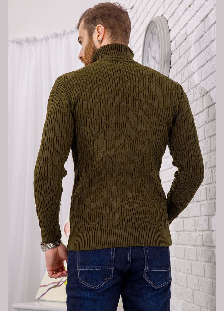 Оливковый (хаки) зимний свитер мужской, цвет коричневый, Ager