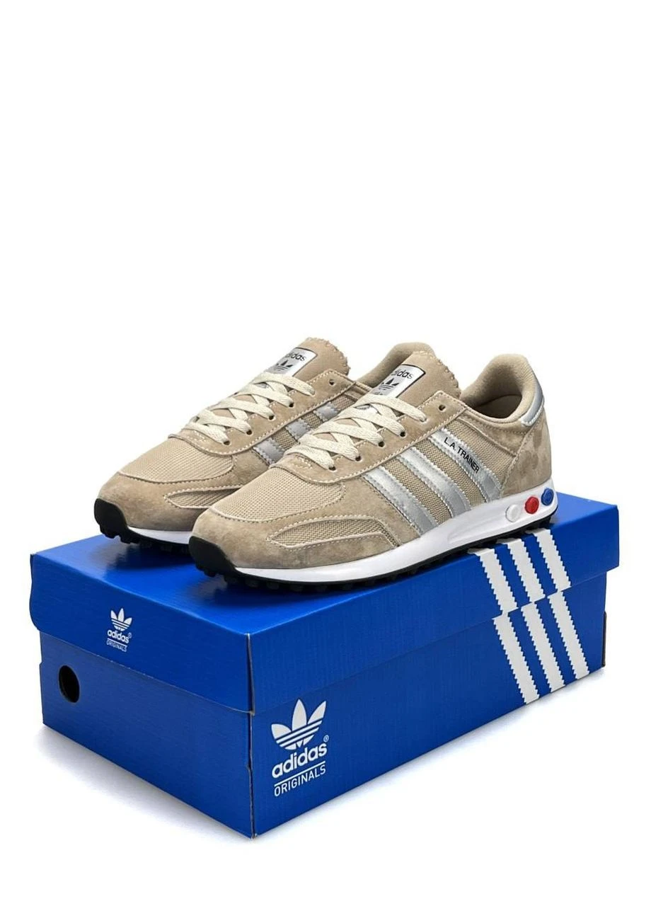 Пісочні кросівки чоловічі adidas демісезон No Brand LA Trainer Dark Sand White