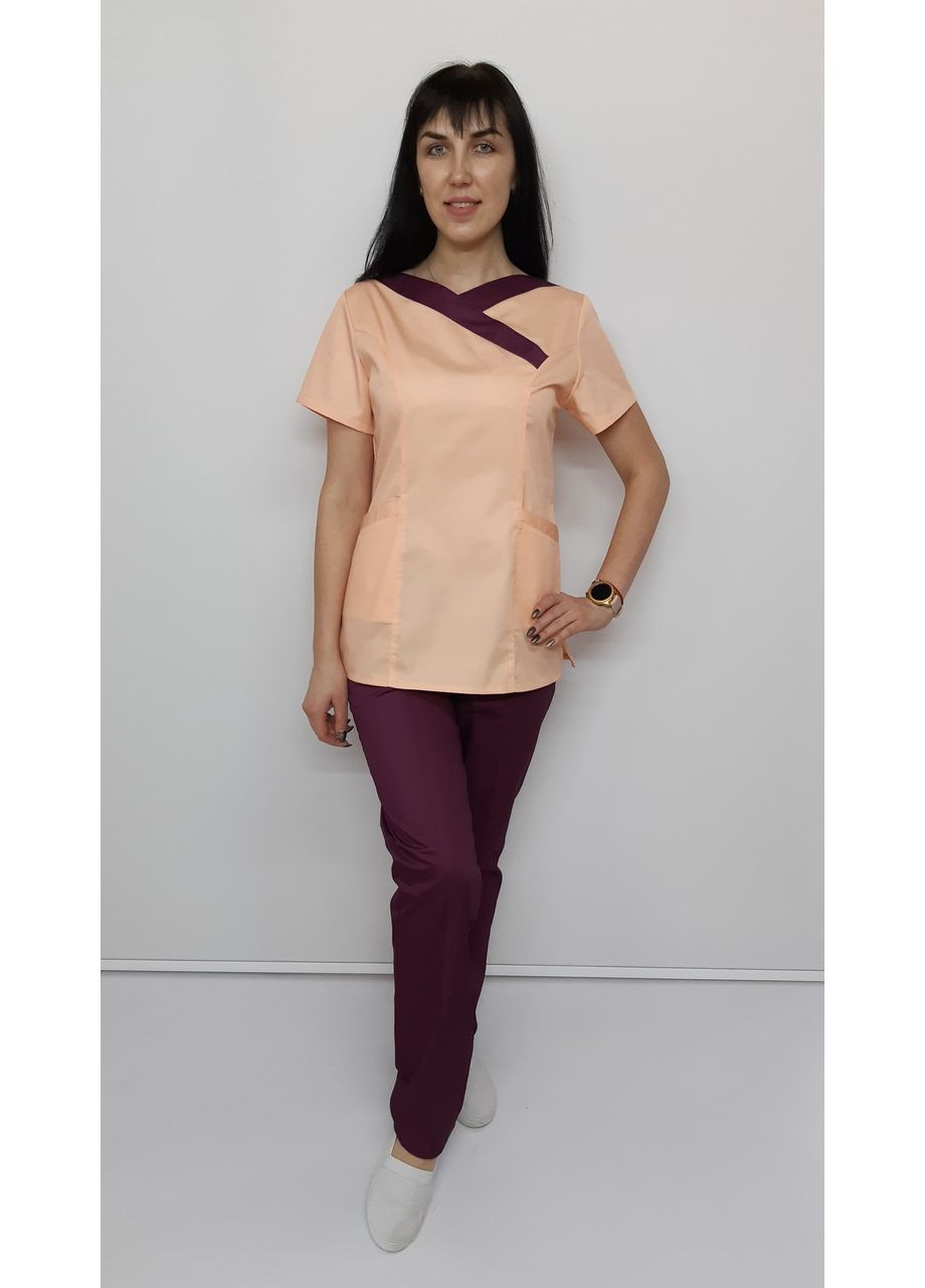 Женский хирургический костюм Медикал котон короткий рукав 44, Синие серые брюки No Brand (361360508)