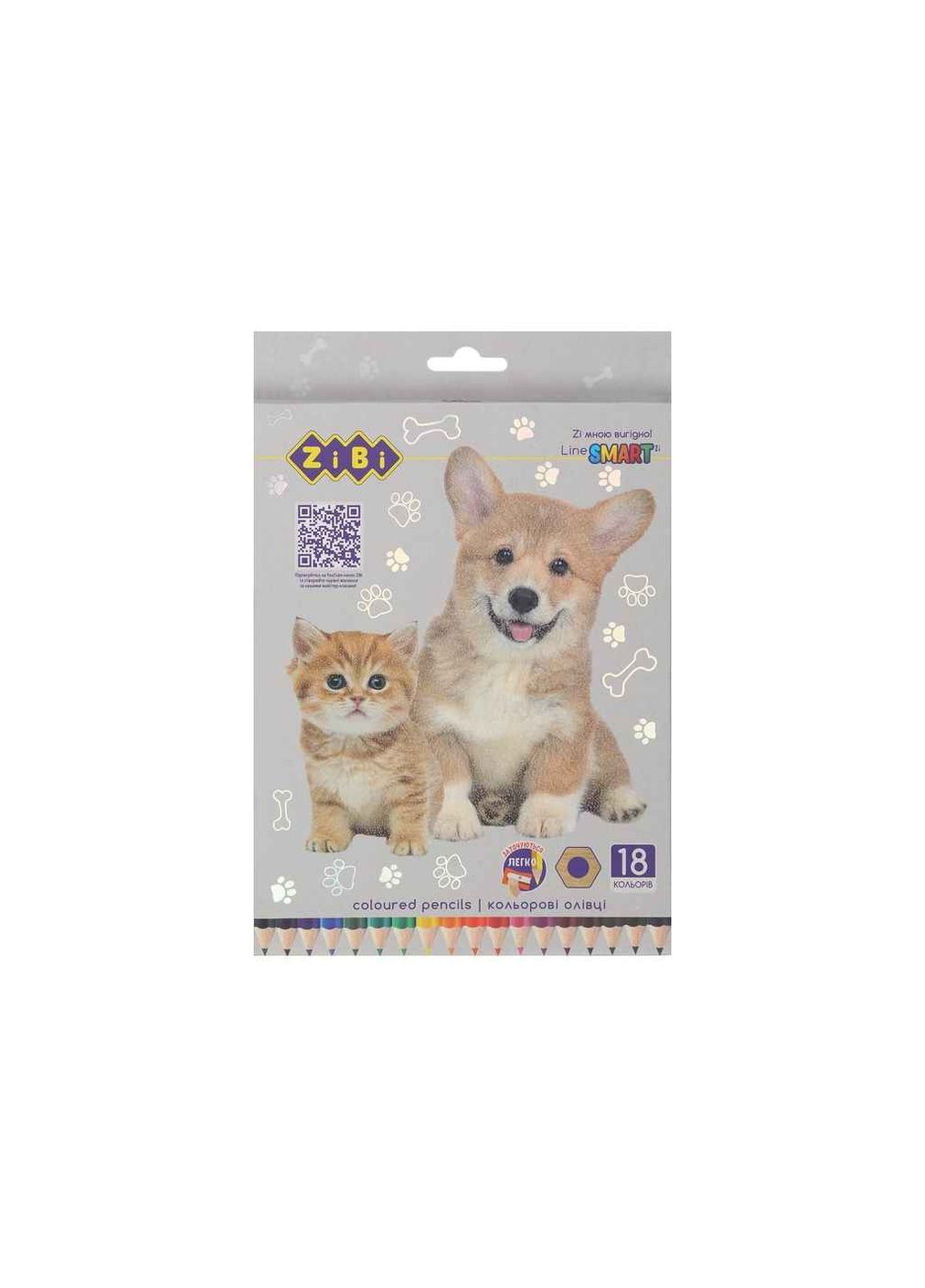 Карандаши цветные 18цв., СОБАКИ И КОТЫ, шестигранный, SMART Line Zibi (354339958)