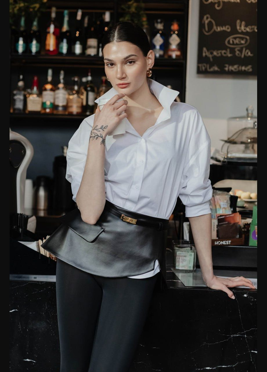 Черная повседневная, кэжуал, джинсовая однотонная баска из экокожи черного цвета Jadone Fashion с баской