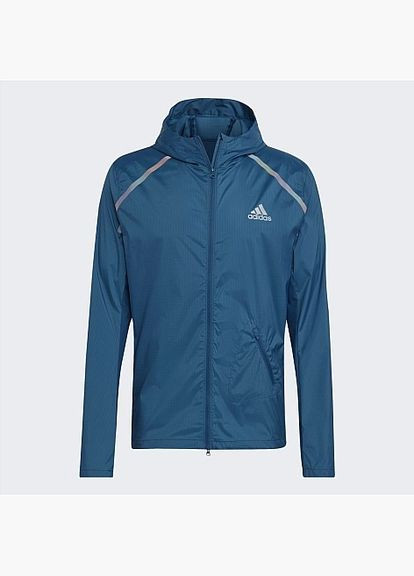 Синя чоловіча спортивна вітровка adidas marathon running jacket