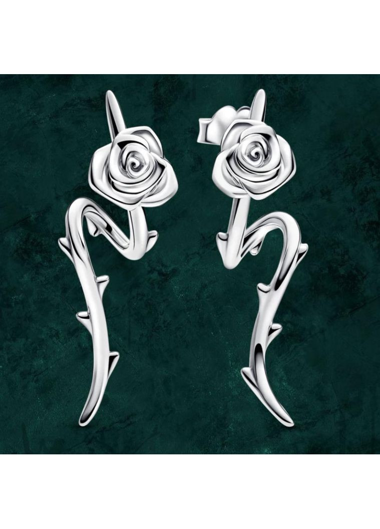 Срібні сережки "Квітуча троянда" Pandora (Пандора) 293214C00 No Brand (363028455)