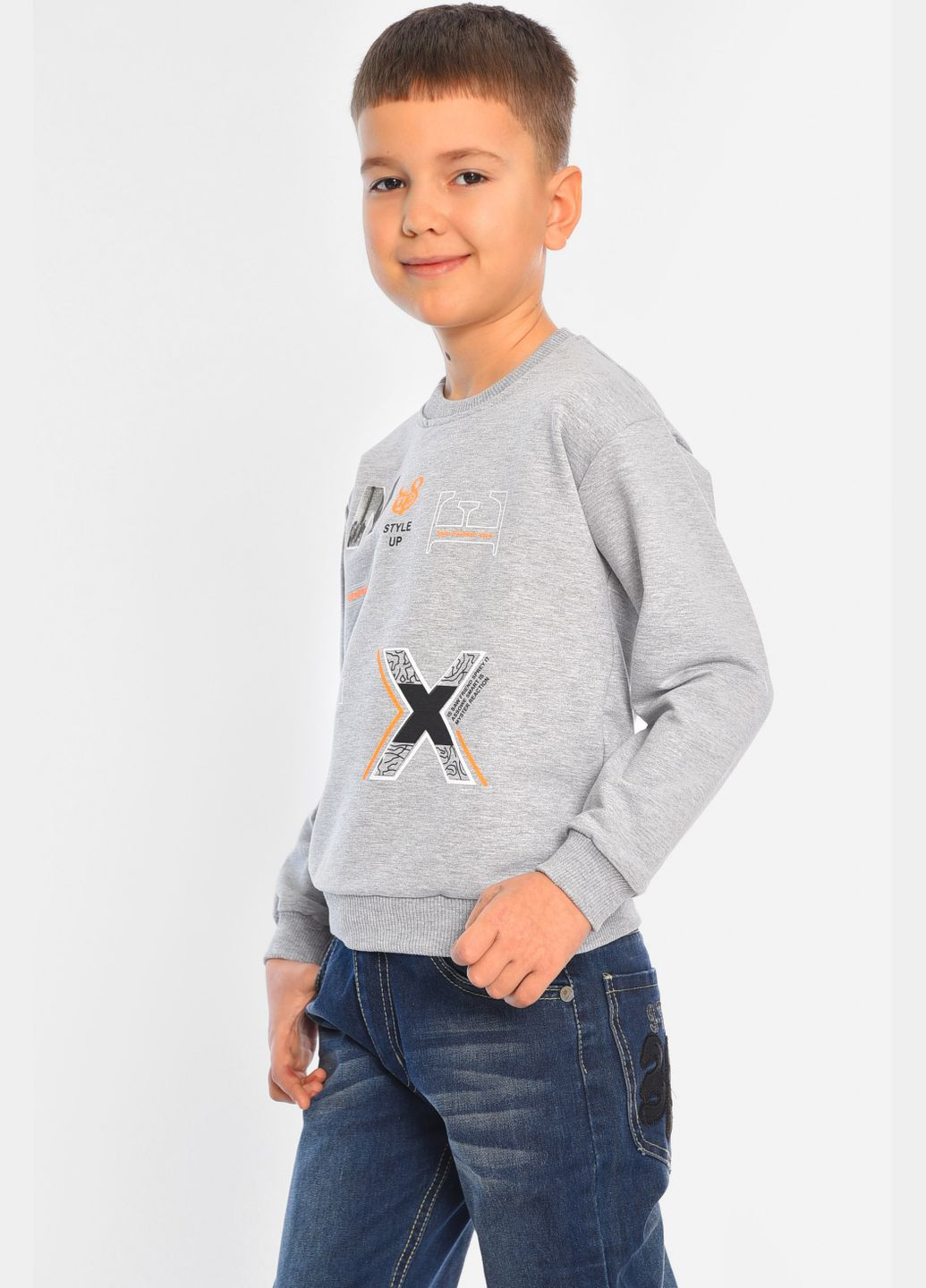 Let's Shop світшот дитячий для хлопчика сірого кольору малюнок сірий кежуал