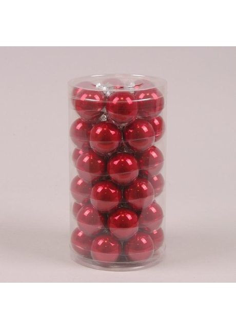Кулі новорічні скляні D-3,8 см 36 шт. (44505), червоний опал, прикраси на ялинку, ялинкові іграшки Flora (311201627)