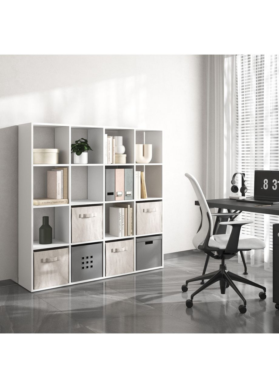 Стеллаж для книг и декора на 16 ячеек из ламинированного ДСП 1430x1430x290 (hm-14-wh) VAYS (363134816)