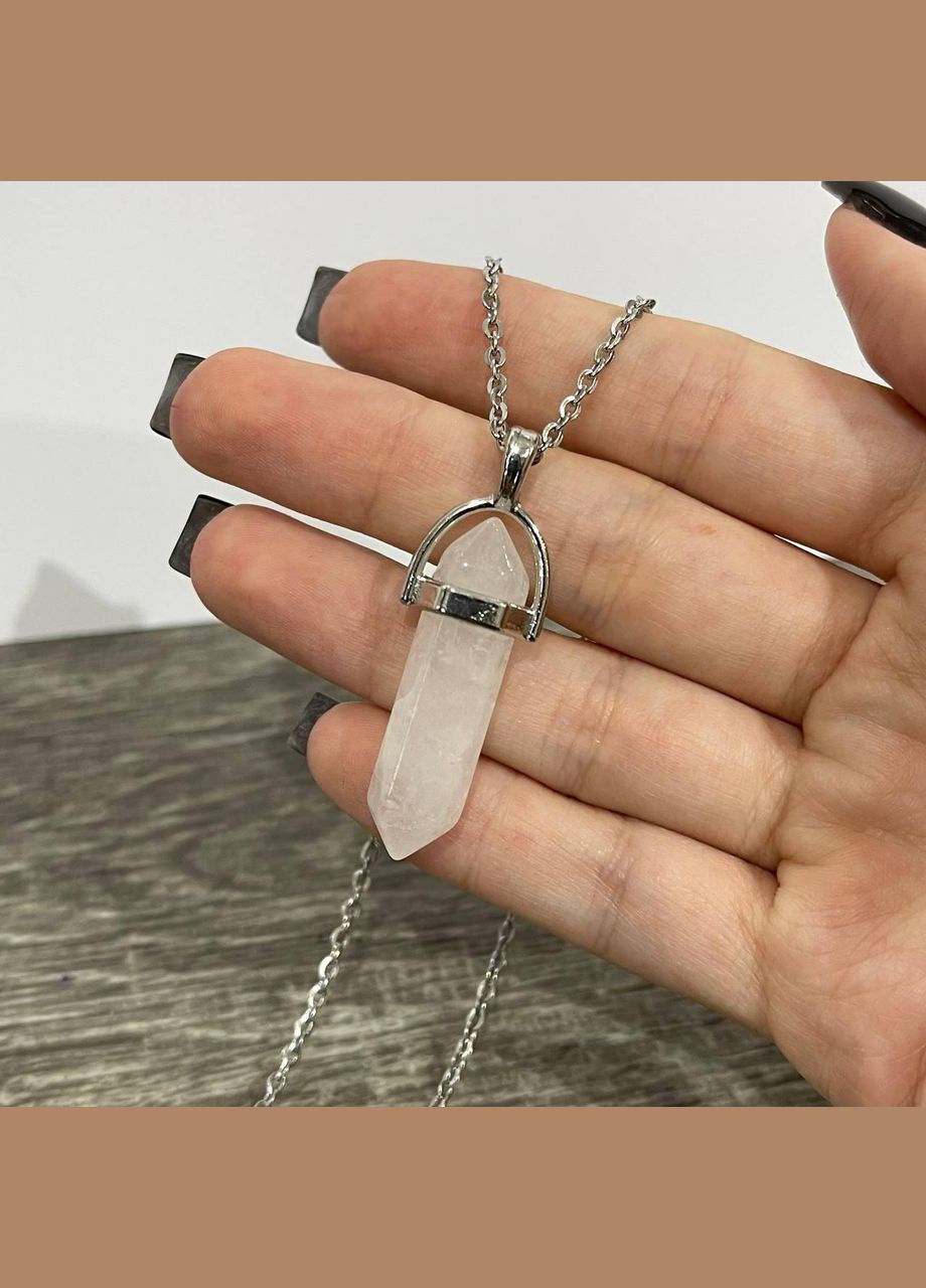 Кулон із натуральним каменем Гірський кришталь кристал шестигранник на брелоку в подарунковій коробочці Овен (331291924)