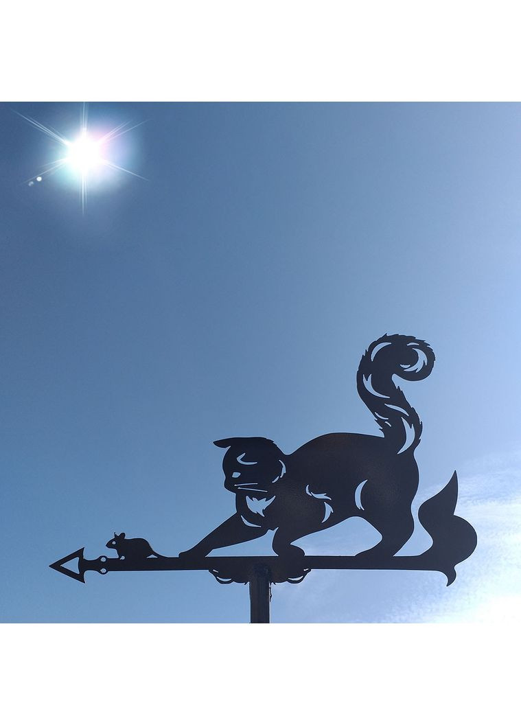 Флюгер на дом Кот, Кошка с мышкой, флюгер на крышу из металла 2 мм. No Brand (368896593)