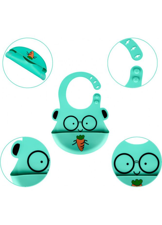 Слюнявчик силиконовый 0142 c карманом Мятный 2Life (328262573)