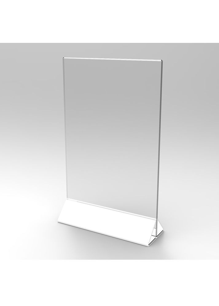 Менюходер (тейбл тент) А5 верт. с белым основанием 2мм молочный акрил Ekostar (367609551)