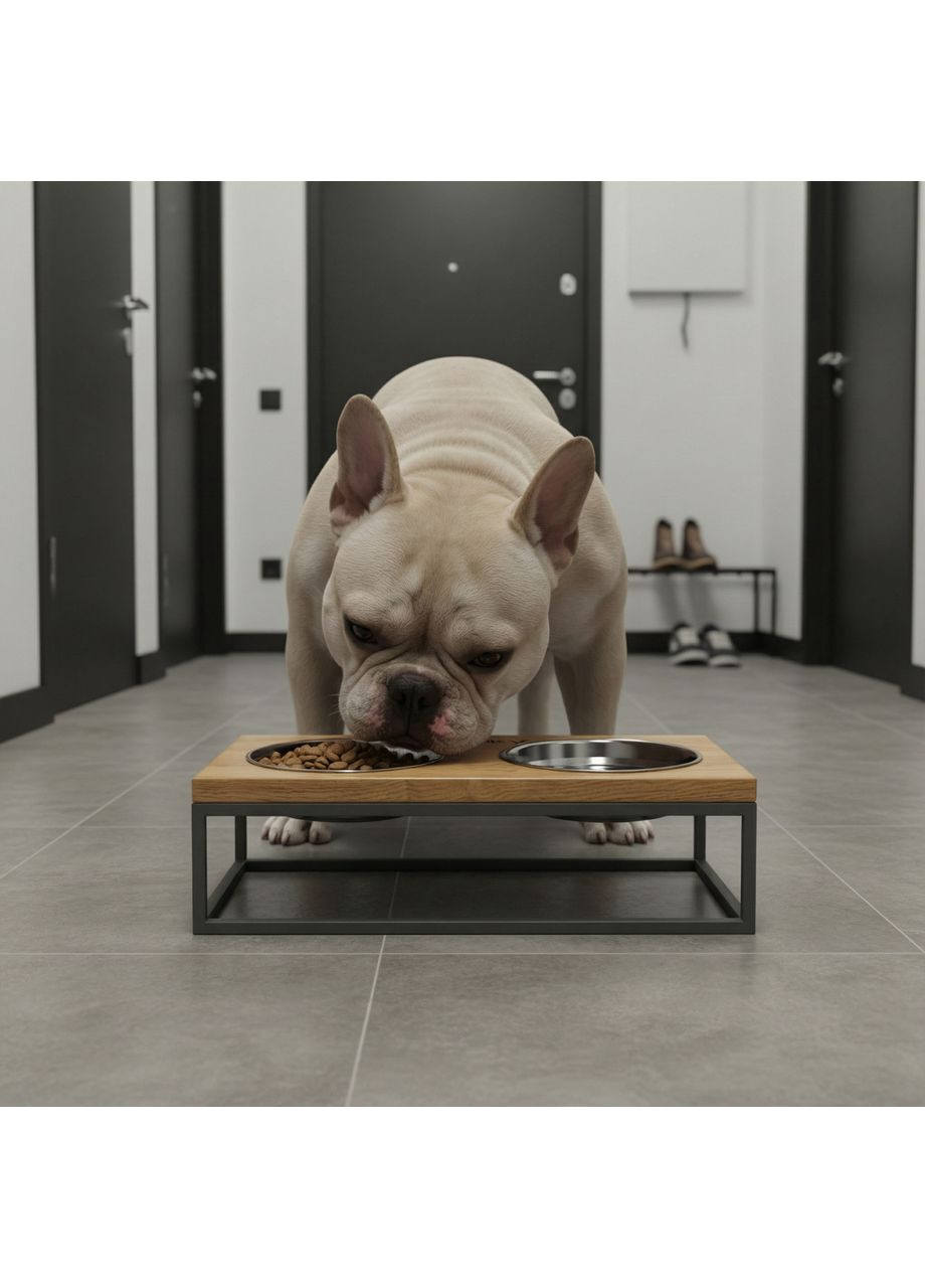 Миски на подставке для средних собак и больших кошек Base M (2×0,95 л) BM-422110-GRNT Hollky (365652753)