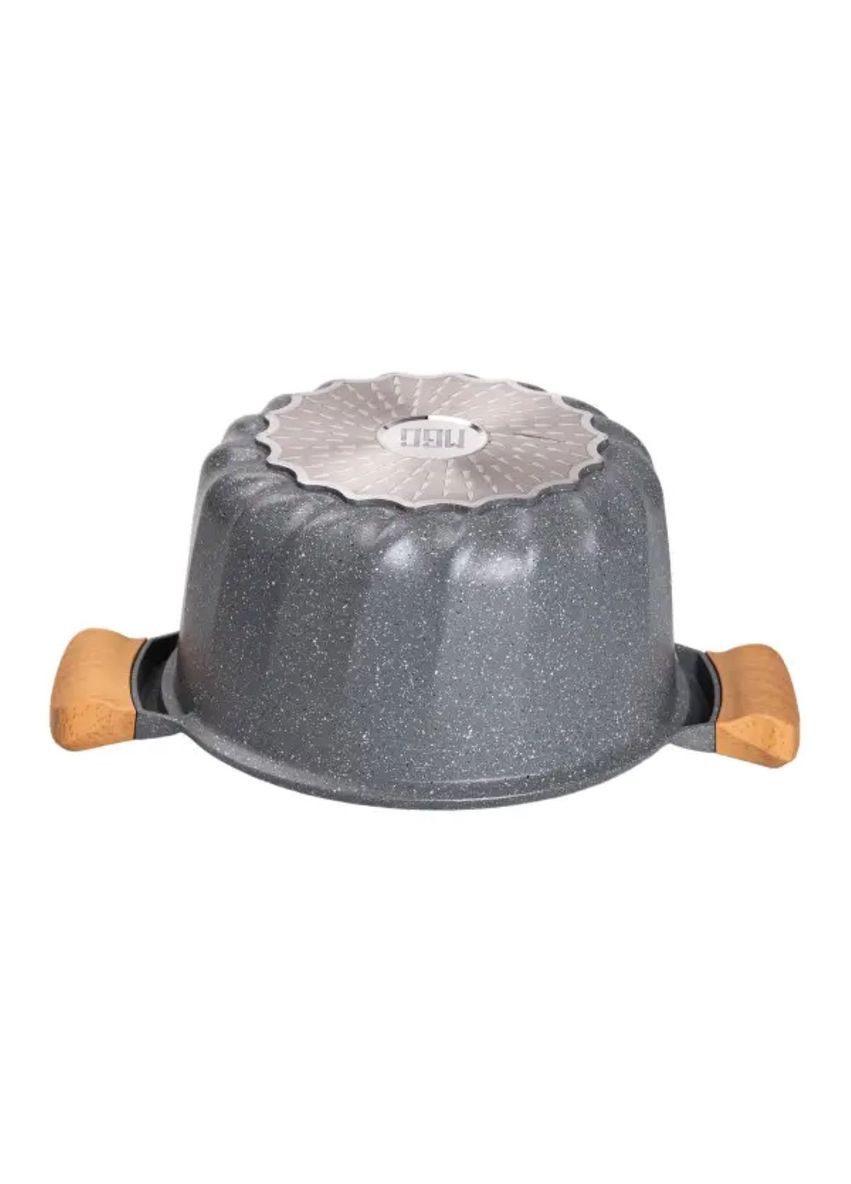 Набор посуды, 3 кастрюли, алюминиевая толстодонная кастрюля с лопаткой и половником серый HP-4-401G MGC (353504598)