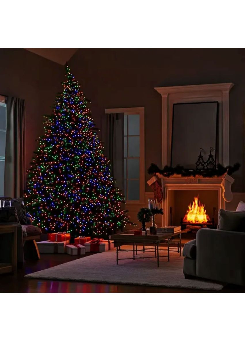 Новорічна гірлянда вулична 100 м 1000 LED з сонячною батареєю чорний провід Мультиколір SB1000L100MBML Garlando (365547690)