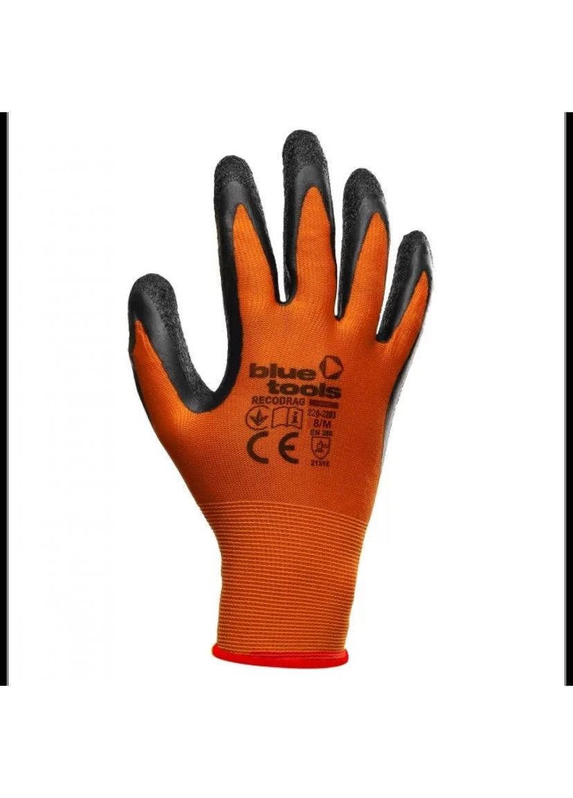 Захисні рукавиці Standard (XL/ ) білий з жовтогарячим поліестер з латексним покриттям (24837) BLUETOOLS (322425566)