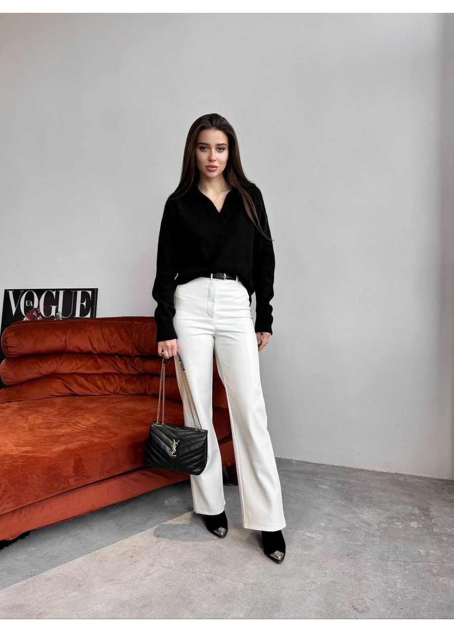 Черный демисезонный женский свитер-поло KaraMix