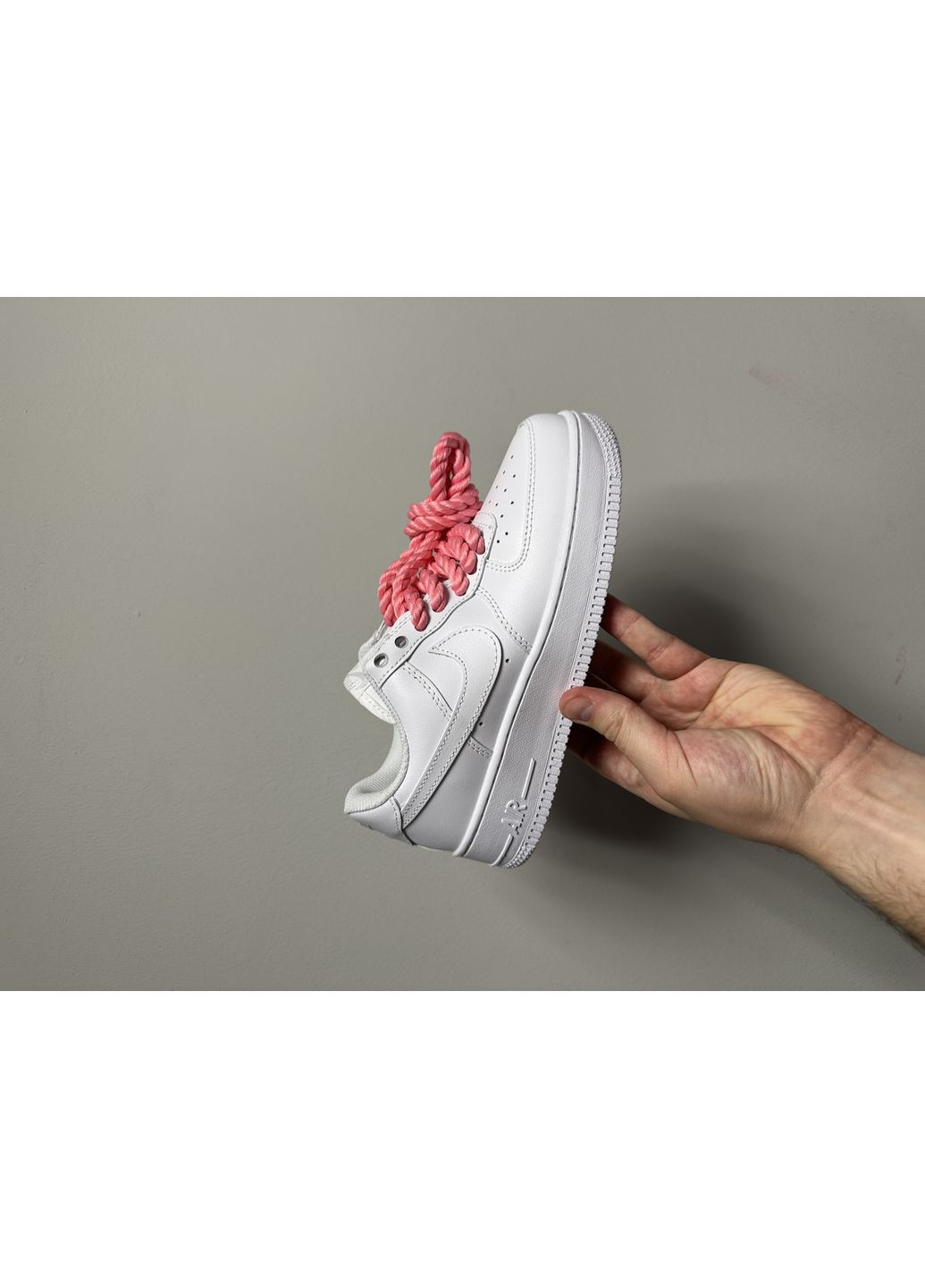 Розовые демисезонные кроссовки мужские nike air force 1 rope laces pink найк аир форс 1 премиум No Brand