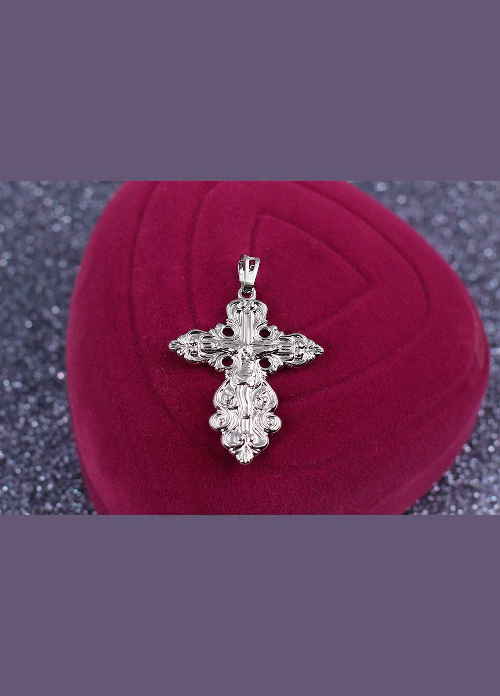 Крестик каплевидный 3 см серебристый Xuping Jewelry (316433622)