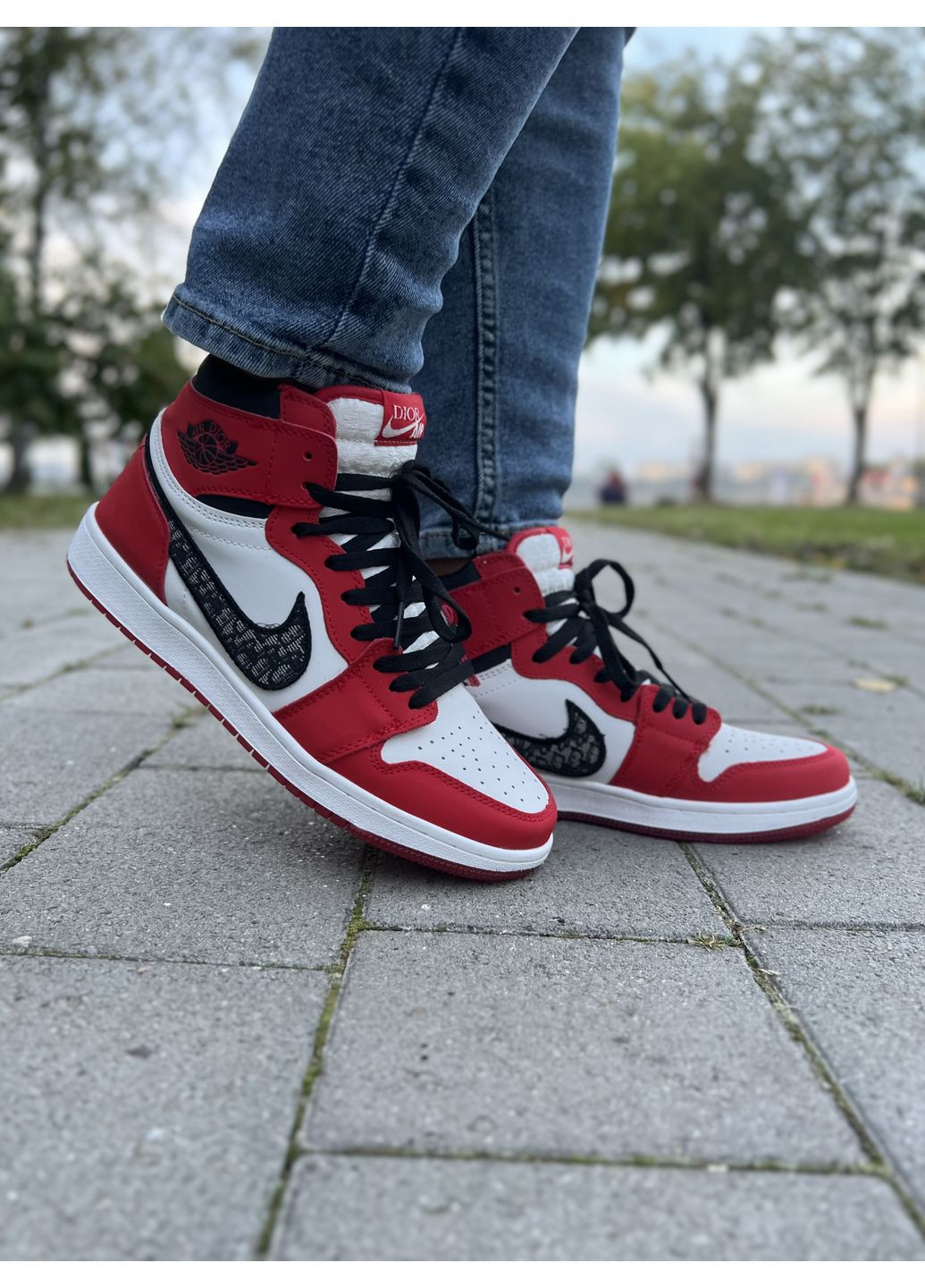 КРОССОВКИ ЖЕНСКИЕ NIKE AIR JORDAN 1 RETRO X DIOR НАЙК АИР ДЖОРДАН No Brand комбинированные демисезоны (367167829)
