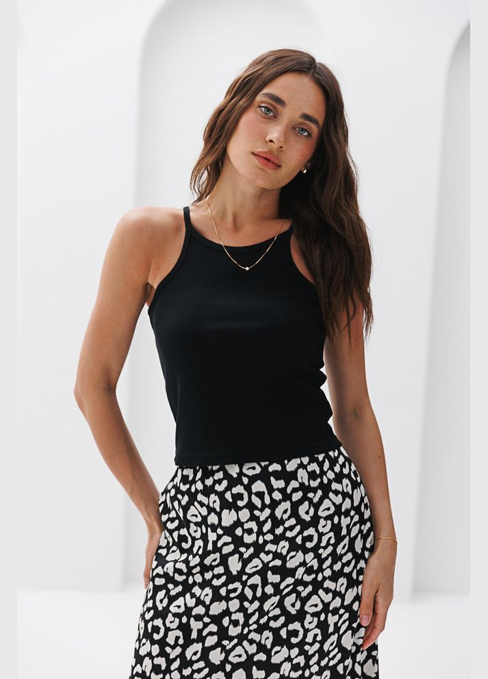 Женская майка в рубчик с американской проймой белая Arjen — 297574681