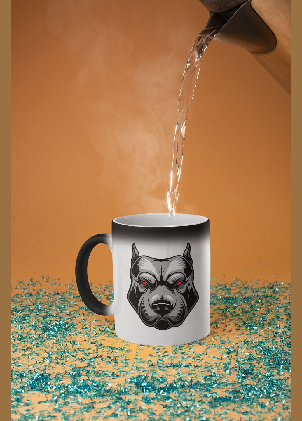 Чашка хамелеон керамічна з принтом "Пітбуль" 330 мл No Brand (324264070)