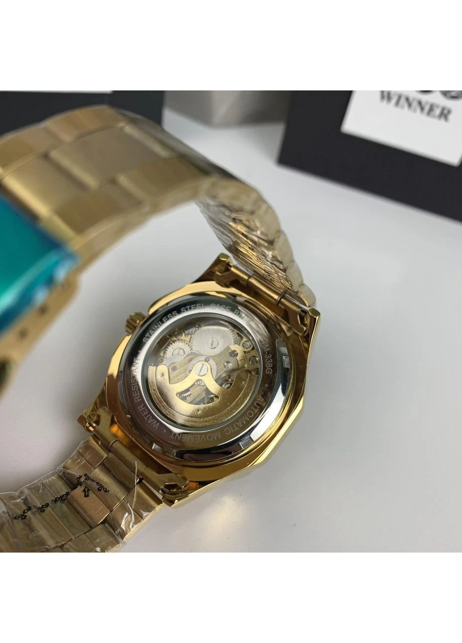 Чоловічий механічний годинник Winner GMT-1159 Gold золото, наручний годинник Віннер скелетон Золото з чорним No Brand (393697233)