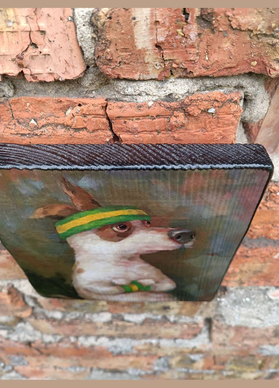Деревянное панно "Собаня - гуру аэробики" Handmade (335976166)