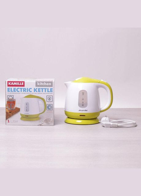 Електрочайник білий з салатовим на 1 л KM-1719A Kamille (337093460)