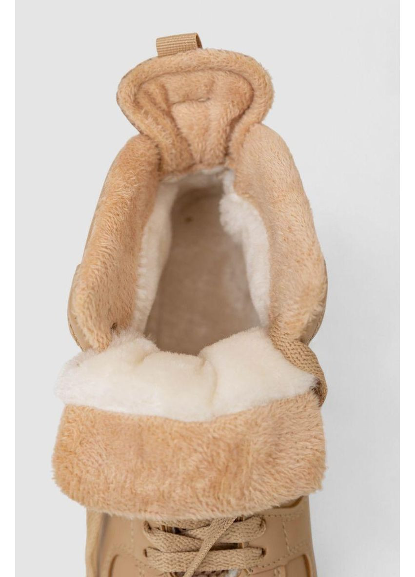 Темно-бежеві кросівки жіночі зимові на хутрі, колір темно-бежевий, 248rbb13 No Brand